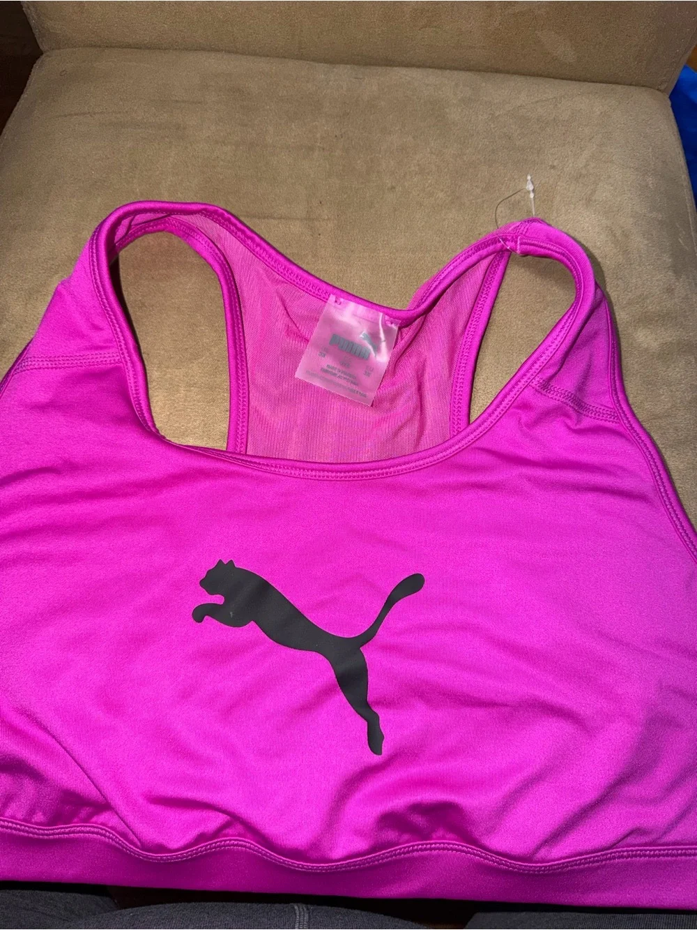 Puma Hot Pink Racerback Sports Bra with Logo